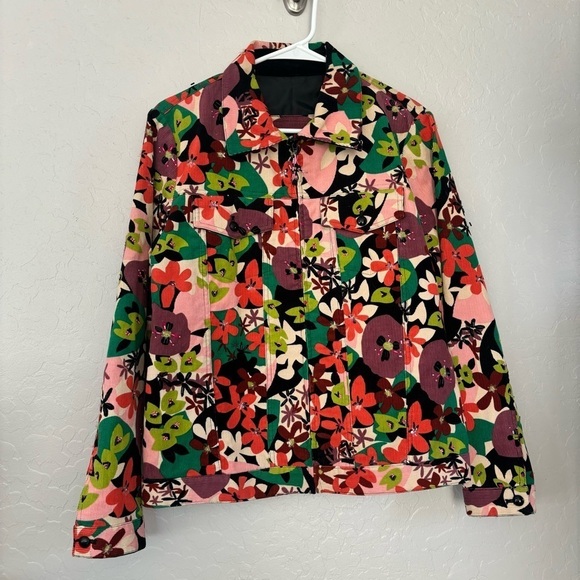 REDD Jeans Jackets & Blazers - REDD Jeans Multicolor Floral Art-To-Wear Corduroy Embellished Jacket Size 4